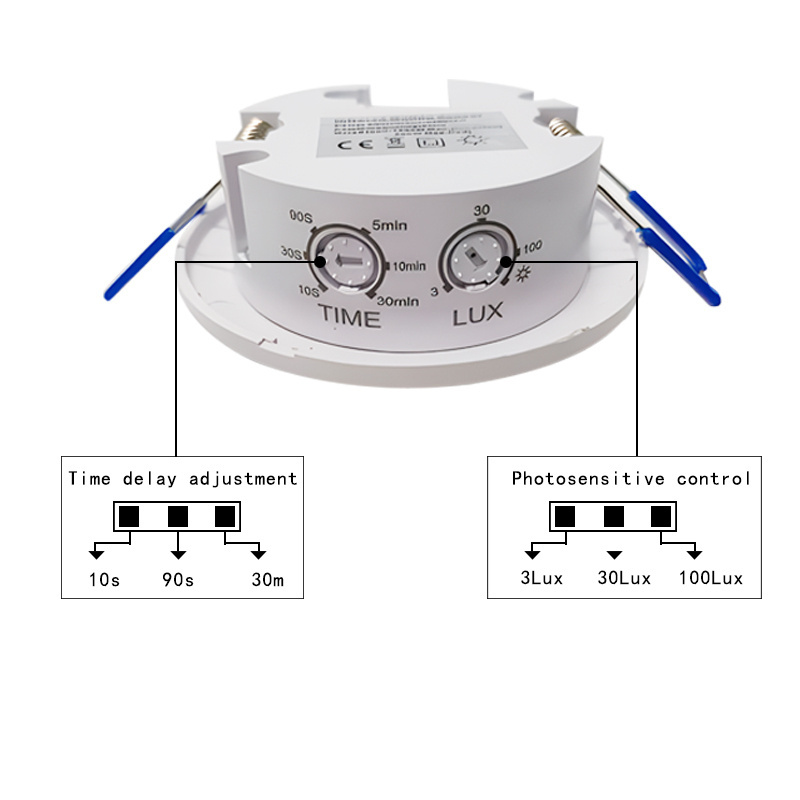 Embedded ceiling mount adjustable 360 degree round automatic PIR infrared detector human body motion sensor smart light switch