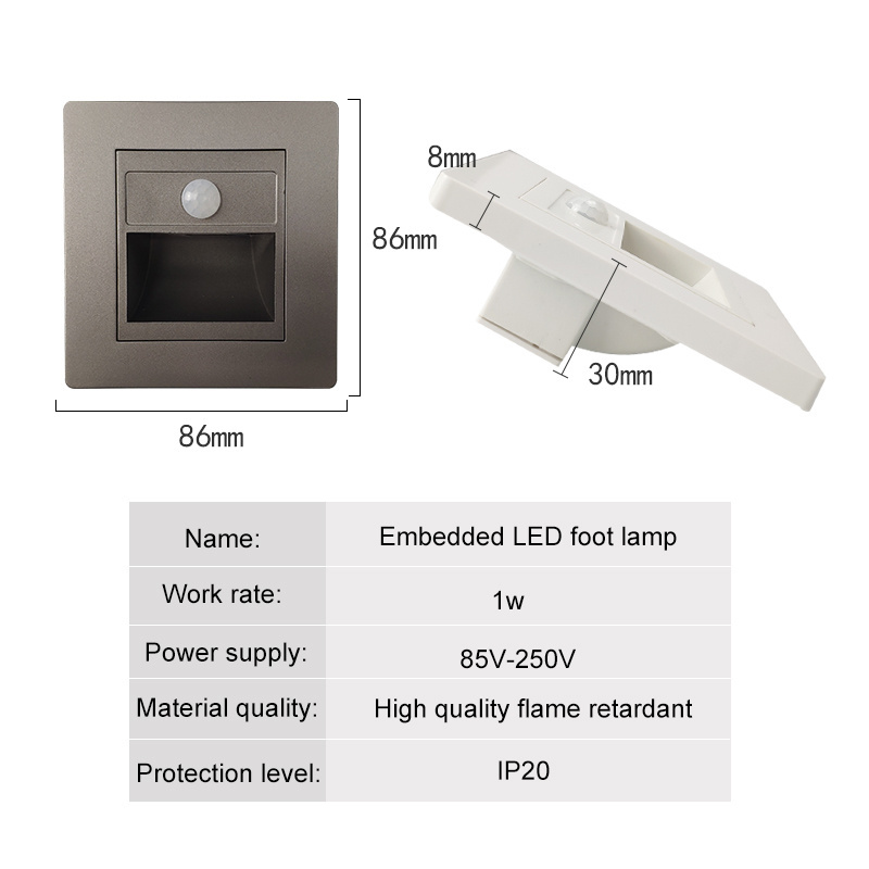 AC110V 220V Smart Motion Sensor square LED Stair Footlight Recessed PIR Human Body Induction garden Step lighting Wall light