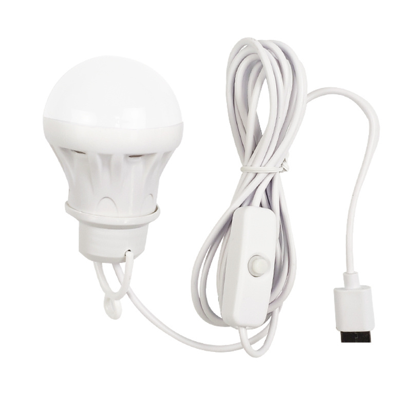 3W Portable Night Light Outdoor Emergency rechargeable USB Bulb Hanging Energy Saving Light with switch LED Camping Light