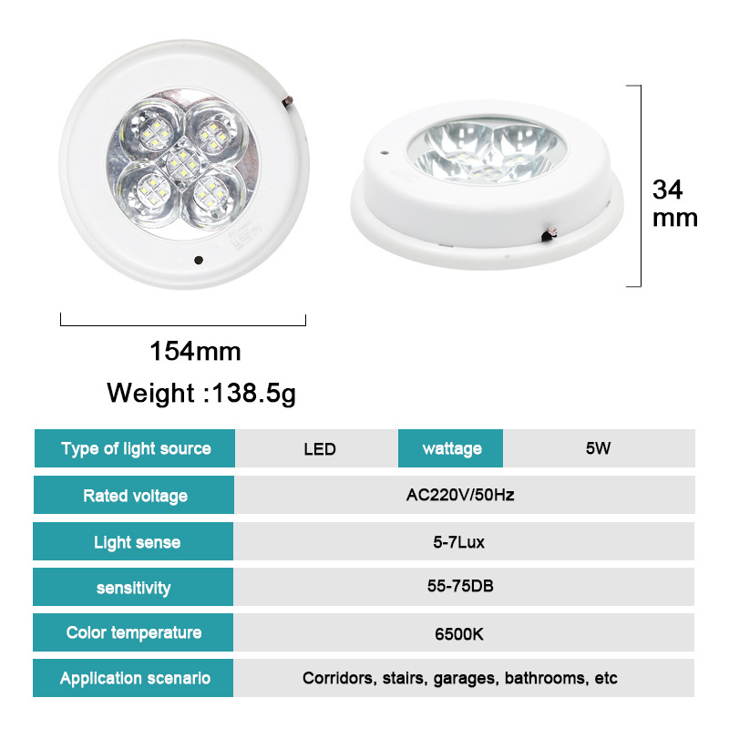 AC220V Modern round Smart Sound Activate motion Sensor Ceiling mounted voice induction indoor LED ceiling light