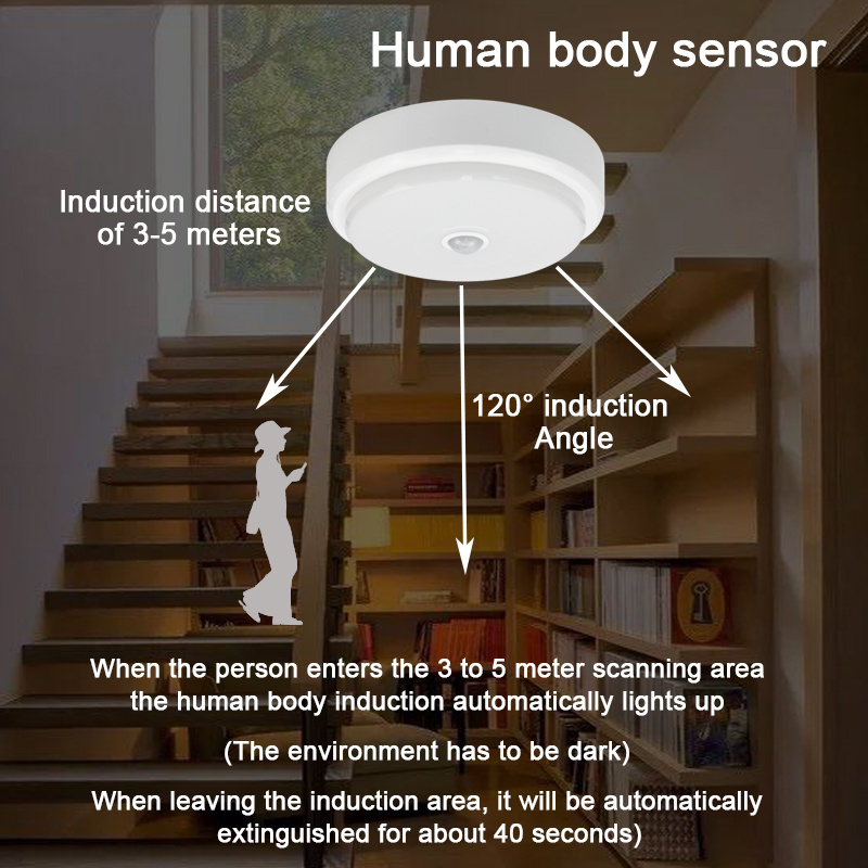 AC220V Automatic Indoor Smart Lighting with infrared PIR motion sensor Detector 8W round LED panel ceiling light