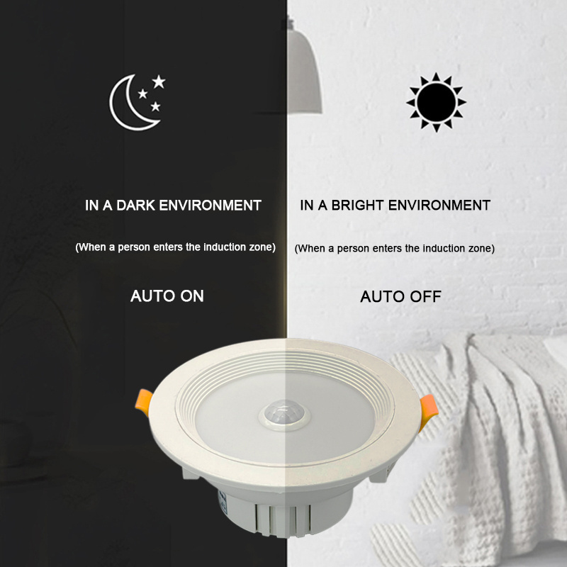 AC110V 220V Round Recessed Ceiling LED Downlight PIR Motion Sensor Spotlight Ceiling For Bathroom Kitchen Indoor Light