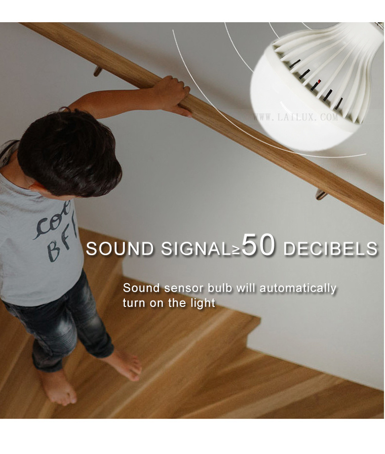 E27 Smart Voice Lighting Control Motion Sensor Led Bulb corridor stairs sound control auto turn on/off light LED bulb