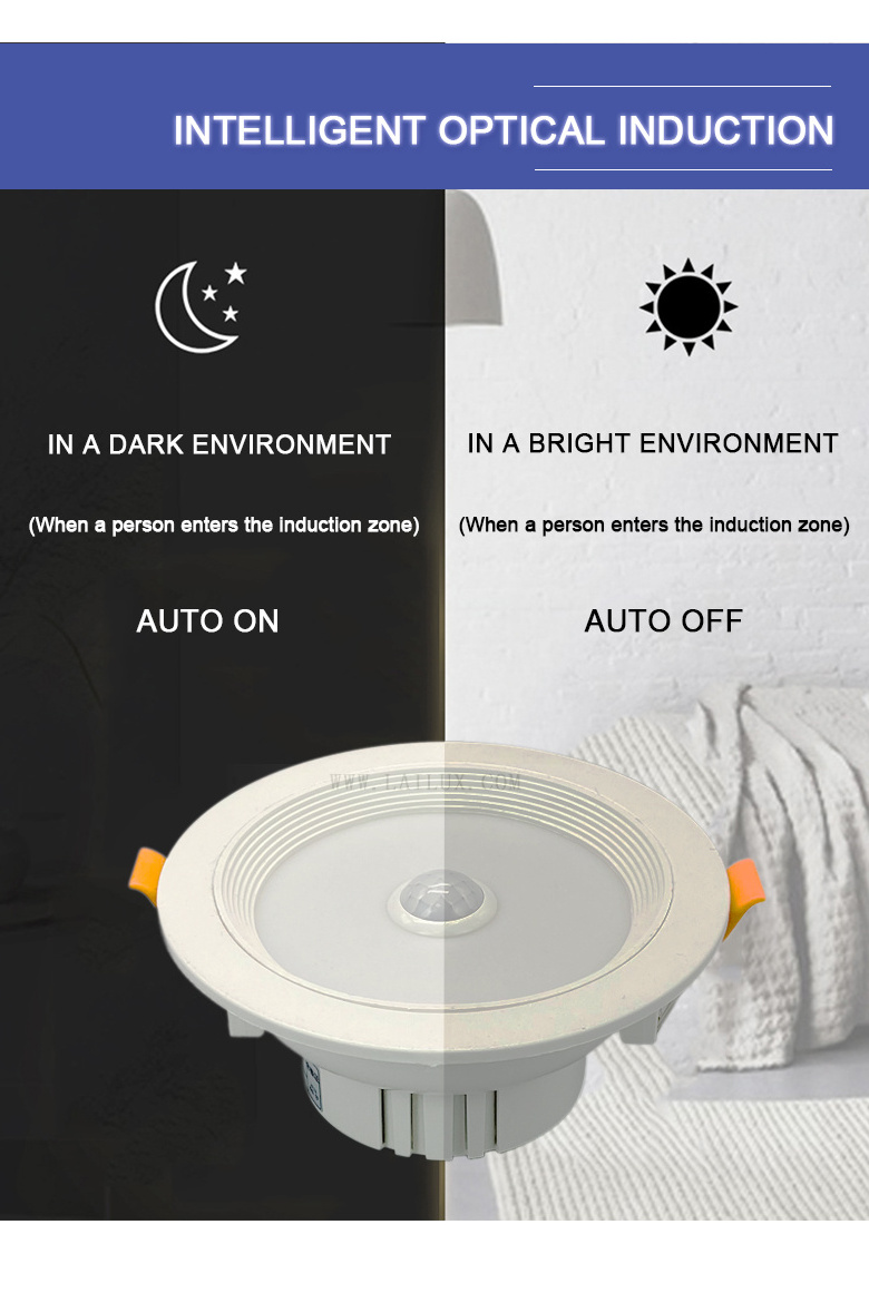 AC110V 220V Round Recessed Ceiling LED Downlight PIR Motion Sensor Spotlight Ceiling For Bathroom Kitchen Indoor Light