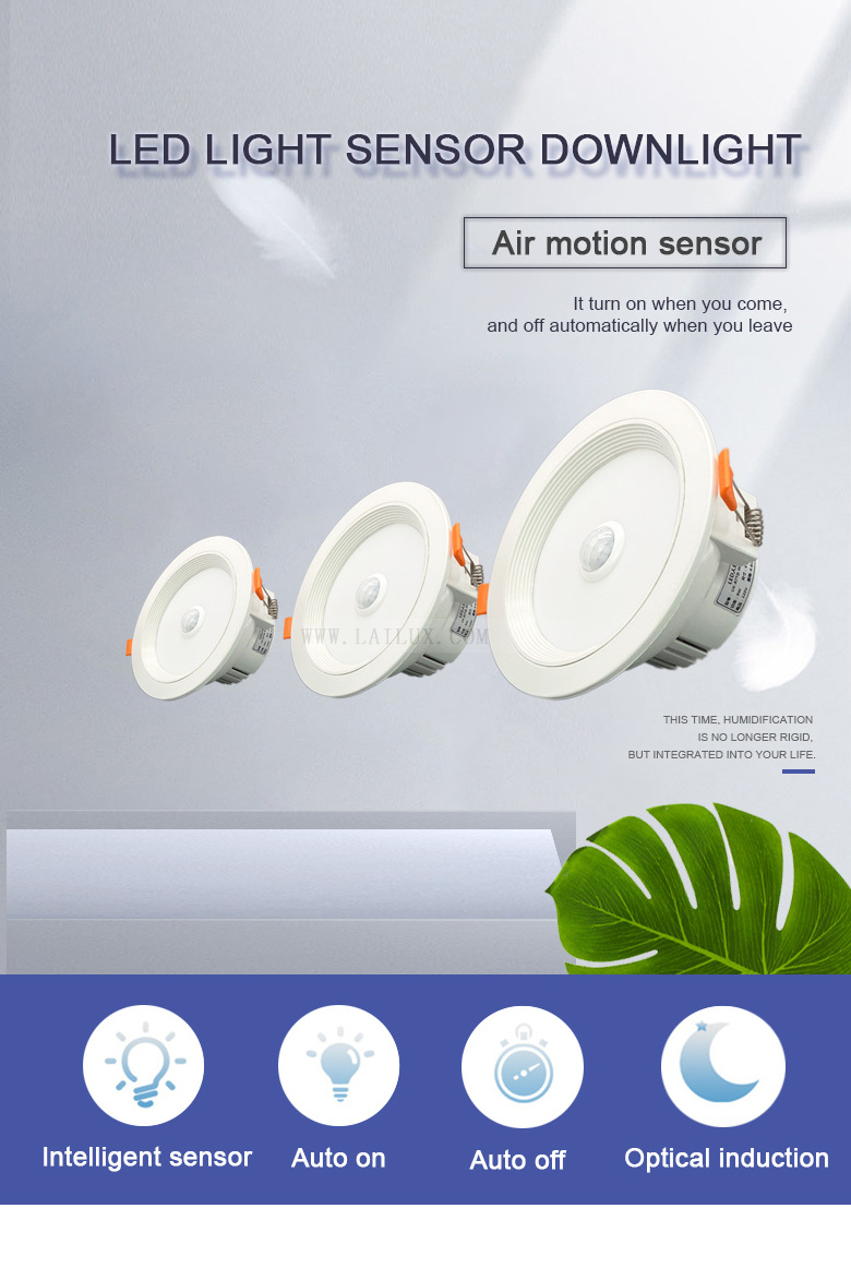 AC110V 220V Round Recessed Ceiling LED Downlight PIR Motion Sensor Spotlight Ceiling For Bathroom Kitchen Indoor Light