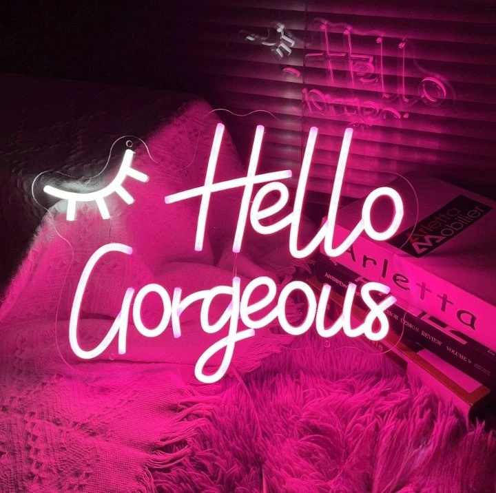 Hello Gorgeous Lashes Custom LED Neon Sign Night Light Home Lashes Room Beauty Salon Studio Wall Decor Business Shop Decor