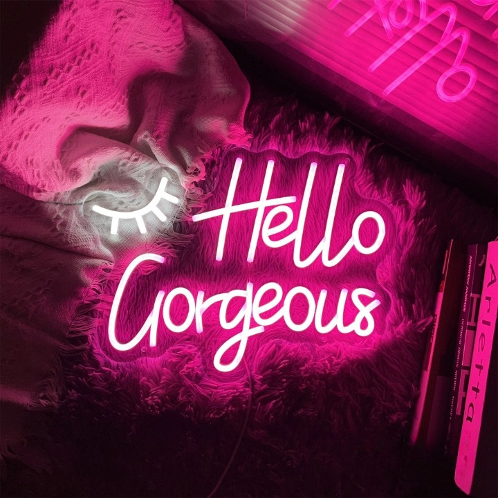 Hello Gorgeous Lashes Custom LED Neon Sign Night Light Home Lashes Room Beauty Salon Studio Wall Decor Business Shop Decor