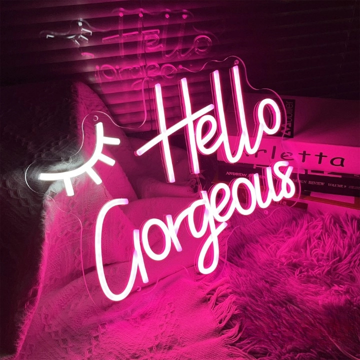 Hello Gorgeous Lashes Custom LED Neon Sign Night Light Home Lashes Room Beauty Salon Studio Wall Decor Business Shop Decor