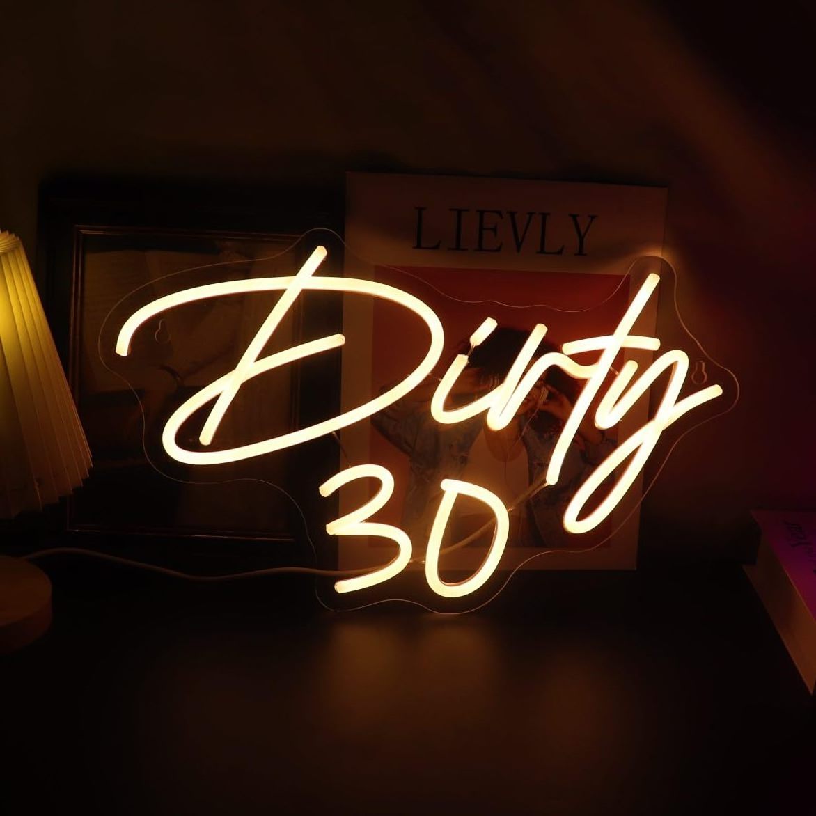 Dirty 30 Neon Sign Letters USB Powered with Dimmer Switch Neon Lights for Girls Room Home Art Wall Decor 30th Birthday Party