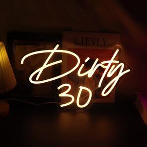 Dirty 30 Neon Sign Letters USB Powered with Dimmer Switch Neon Lights for Girls Room Home Art Wall Decor 30th Birthday Party