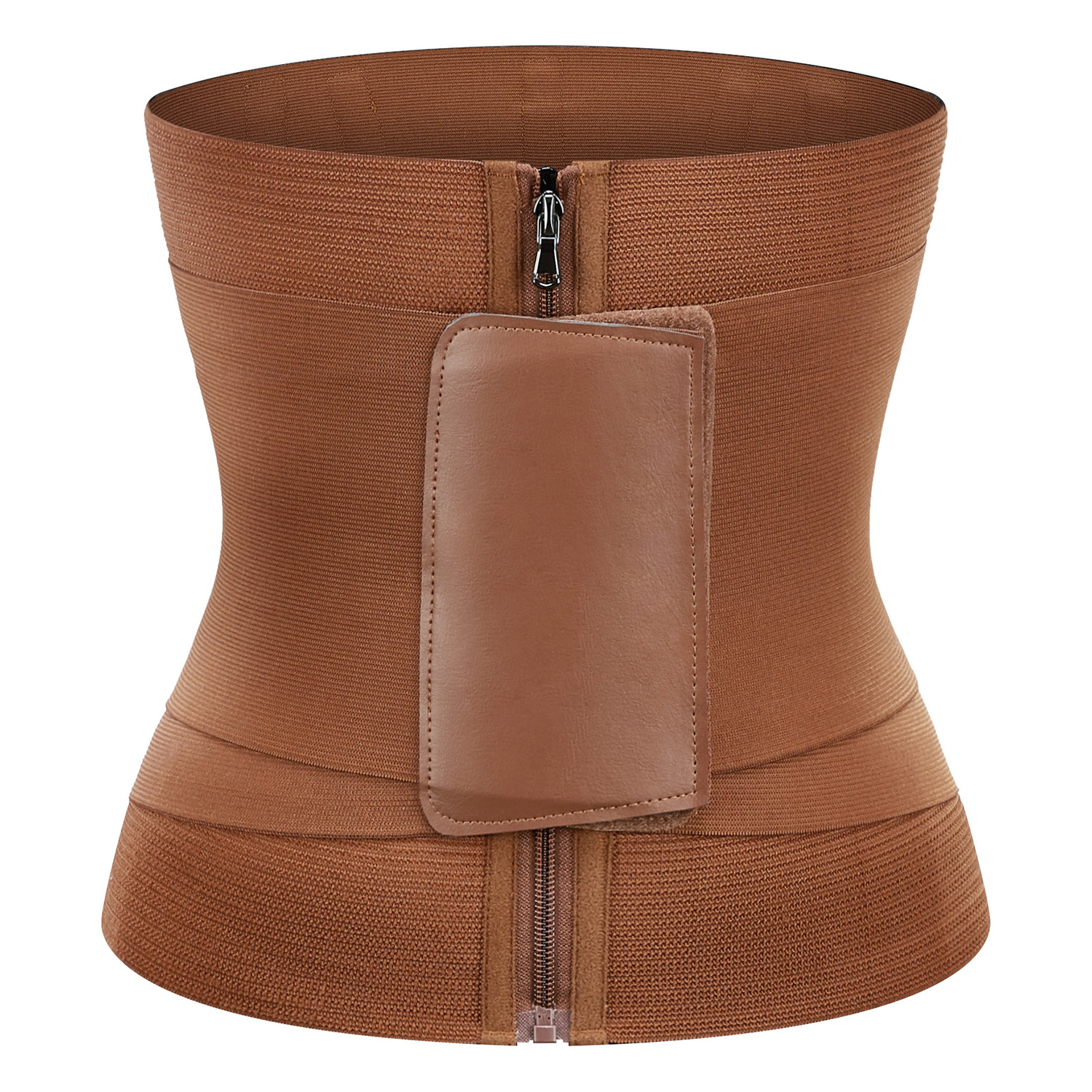 Private Label Brown Waist Trainer for Women Workout Shaper Compression Waist Cincher Trimmer Tummy Slimming Belt for Weight Loss