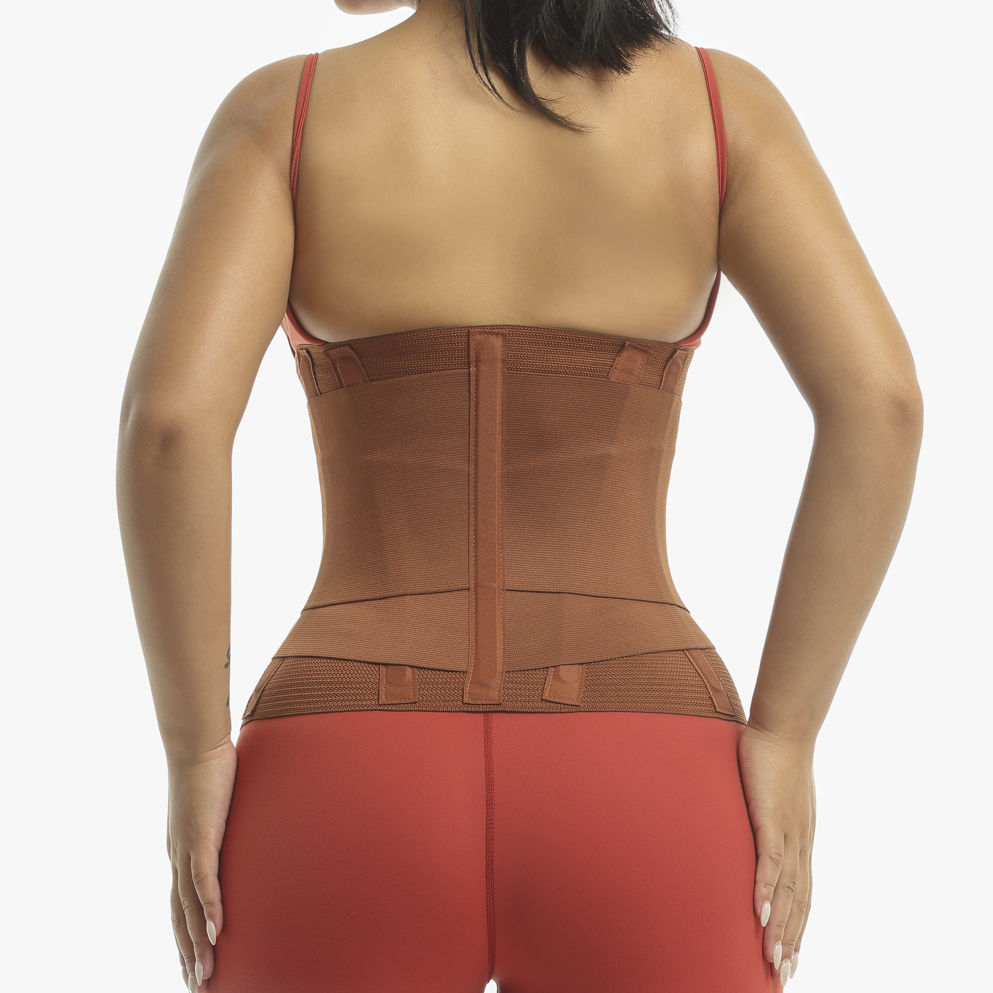 Private Label Brown Waist Trainer for Women Workout Shaper Compression Waist Cincher Trimmer Tummy Slimming Belt for Weight Loss