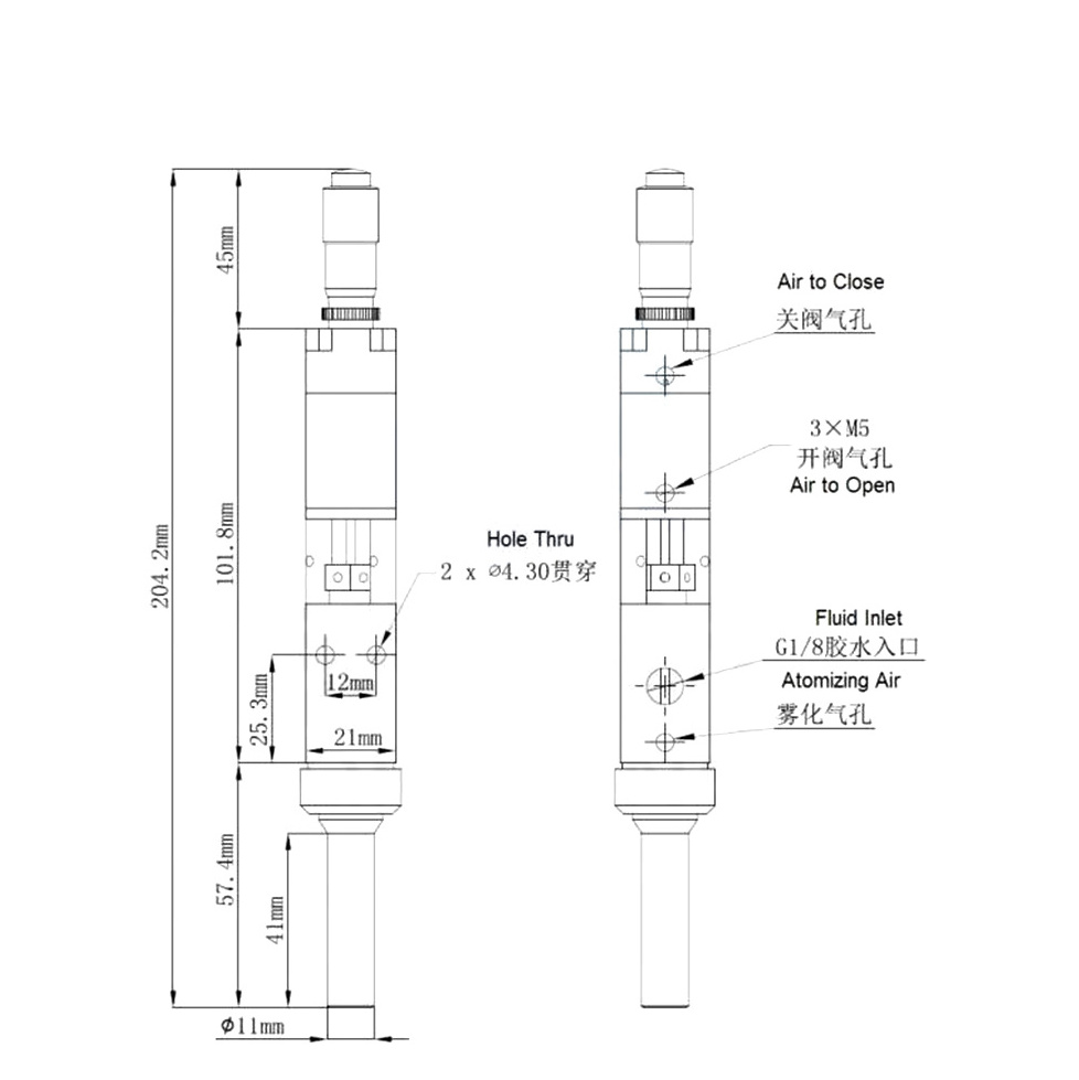 High Precision Spray Dispensing Valve Circular Fan Atomizing Valve For Spraying Glue Dispenser Machine