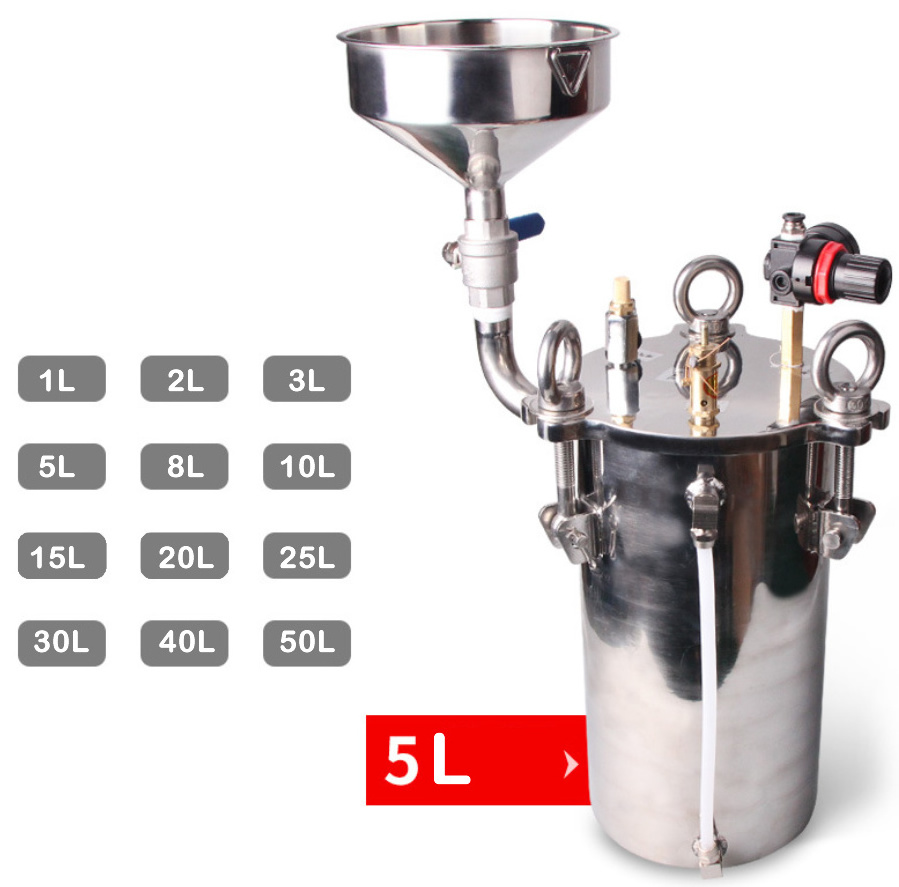 Liujiang 5L Pressure Vessels SUS 304 5L Liquid Glue Container Dispensing Storage Pressure Tank