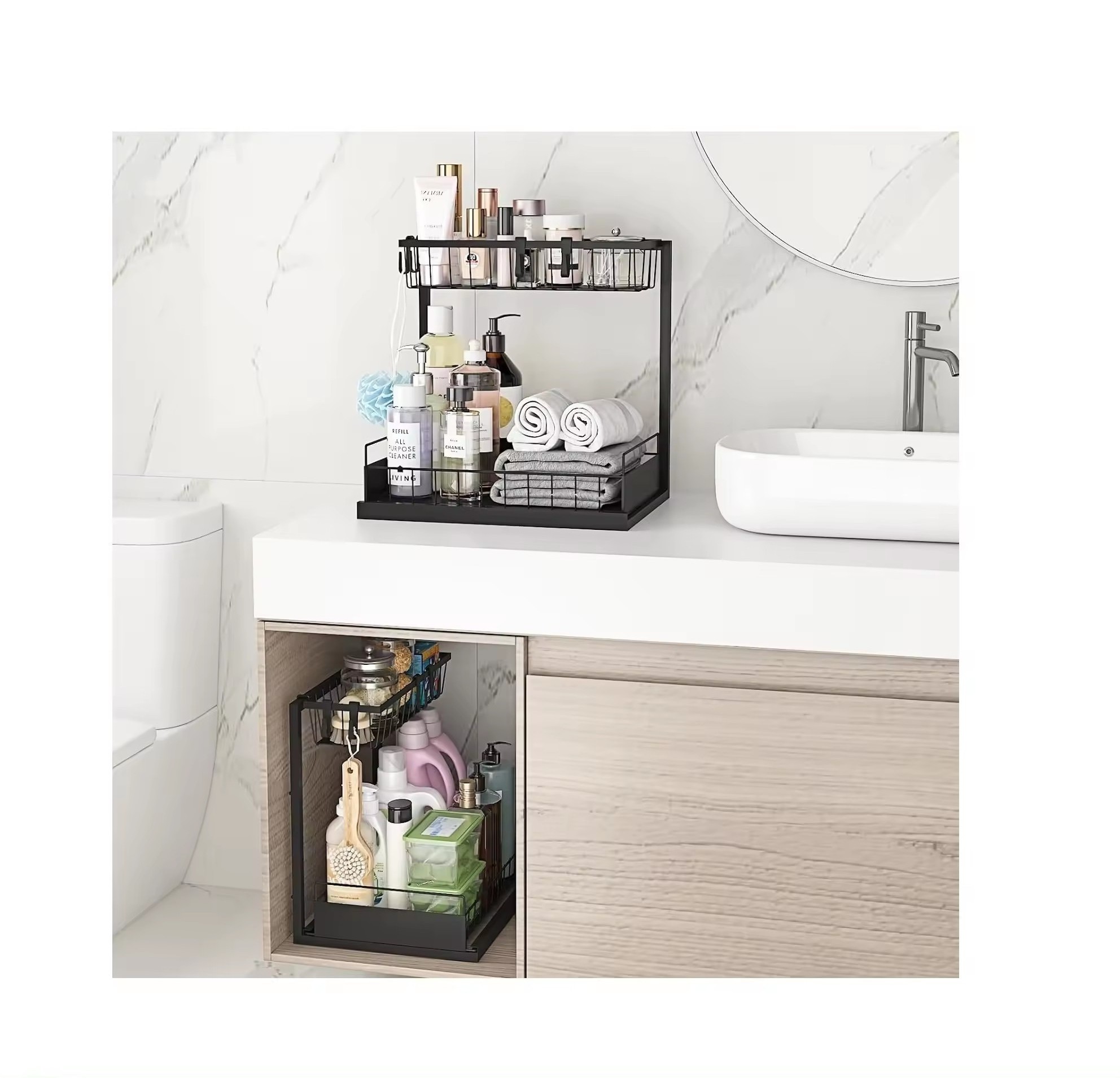 Drain Rack Kitchen Sink Dish Storage Drying Rack / Bathroom Sink Organizers / Cabinet Pull Out Under Sink Organizers Under Sink