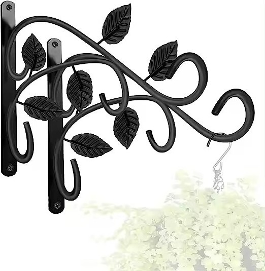 12 Inches Swivel Plant Hangers Outdoor 2 Pack Black Iron Plant Hanging Hook Bracket