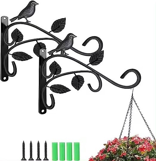 12 Inches Swivel Plant Hangers Outdoor 2 Pack Black Iron Plant Hanging Hook Bracket