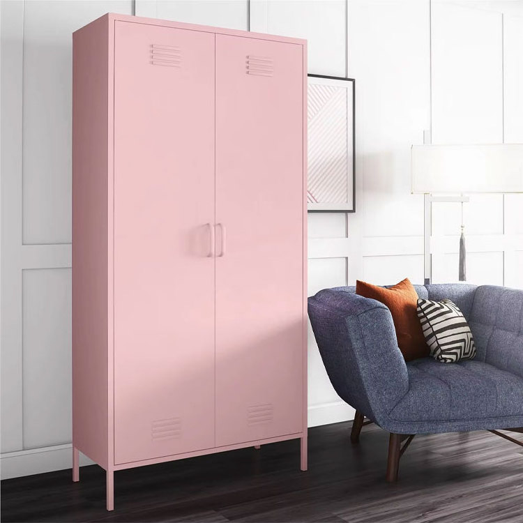 home bedroom furniture almirah wardrobe public gym school dorm clothes storage cupboard 2 door metal lockers steel cabinet