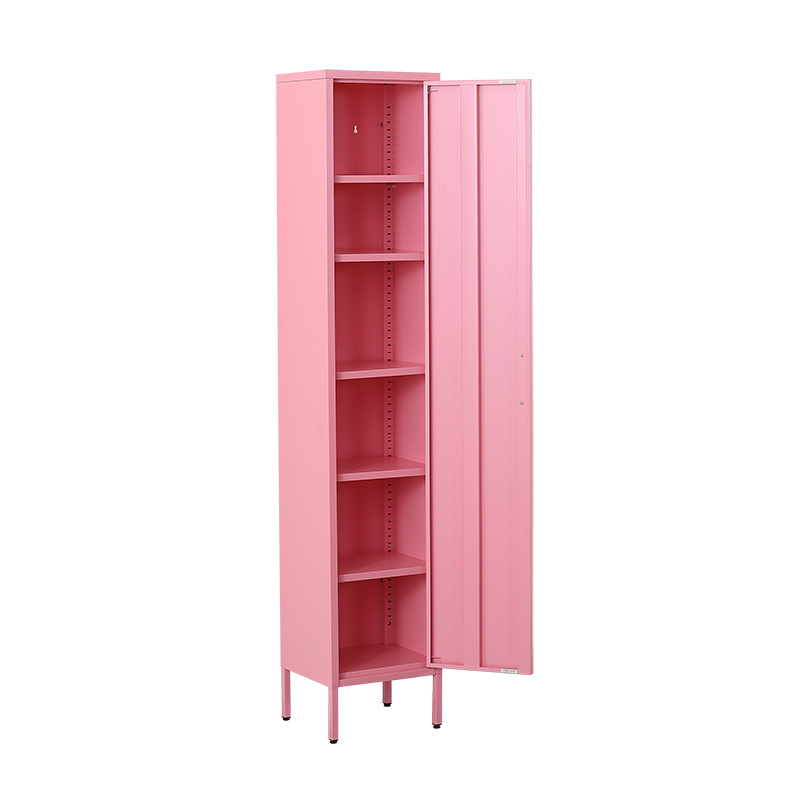 Wholesale metal standing foot living room cabinet steel display cabinet with adjustable shelves swing door steel home furnitures