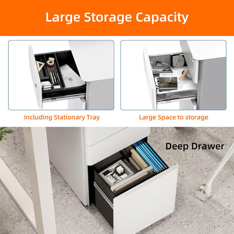 A4/Letter/Legal Compact Slim Portable File Office Storage Cabinet 3 Drawer Metal Filing Drawers with Keys