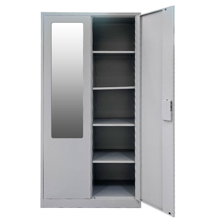 modern simple design bedroom furnituure cabinet closet mirror steel locker 2 swing door modern metal baby wardrobe