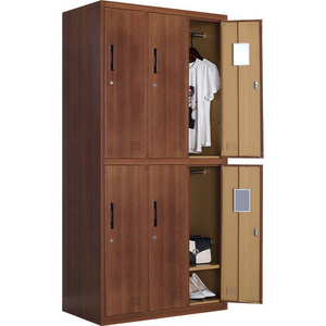 Woodgrain Transfer Gym Staff 18 Door Locker Cabinet Bag Mini Steel Locker Box With Key