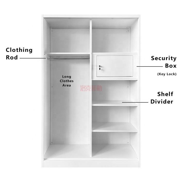 Metal wholesale printed closet iron detachable storage clothes cabinet bedroom 2 door metal almirah modern design wardrobe