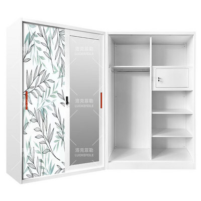 Metal wholesale printed closet iron detachable storage clothes cabinet bedroom 2 door metal almirah modern design wardrobe