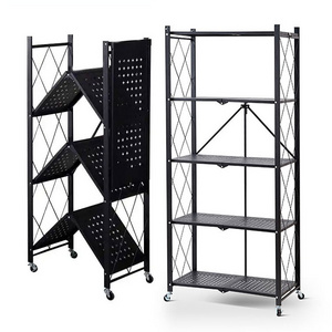 foldable home clothes store supermarket 5 tier heavy duty metal display bathroom kitchen steel storage stacking racks shelves