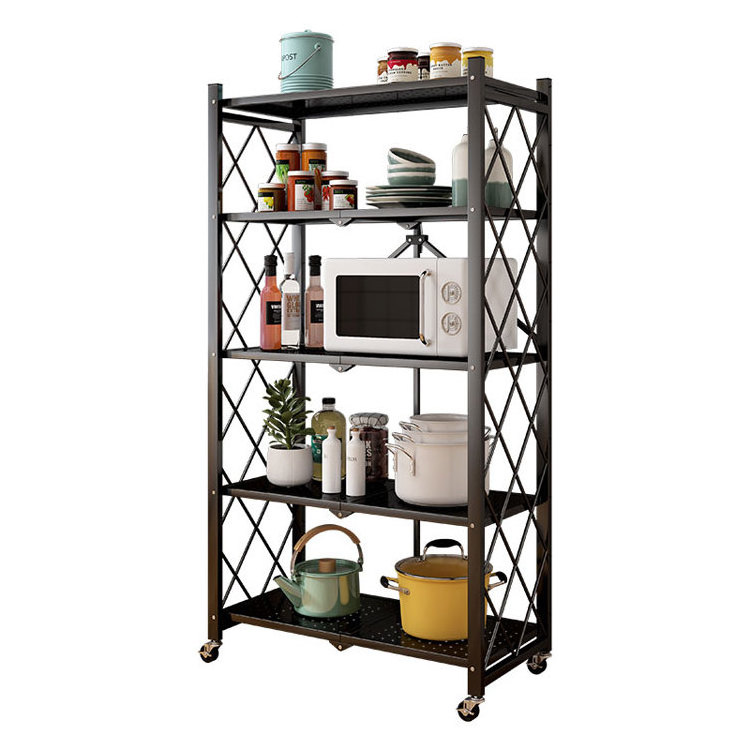 foldable home clothes store supermarket 5 tier heavy duty metal display bathroom kitchen steel storage stacking racks shelves