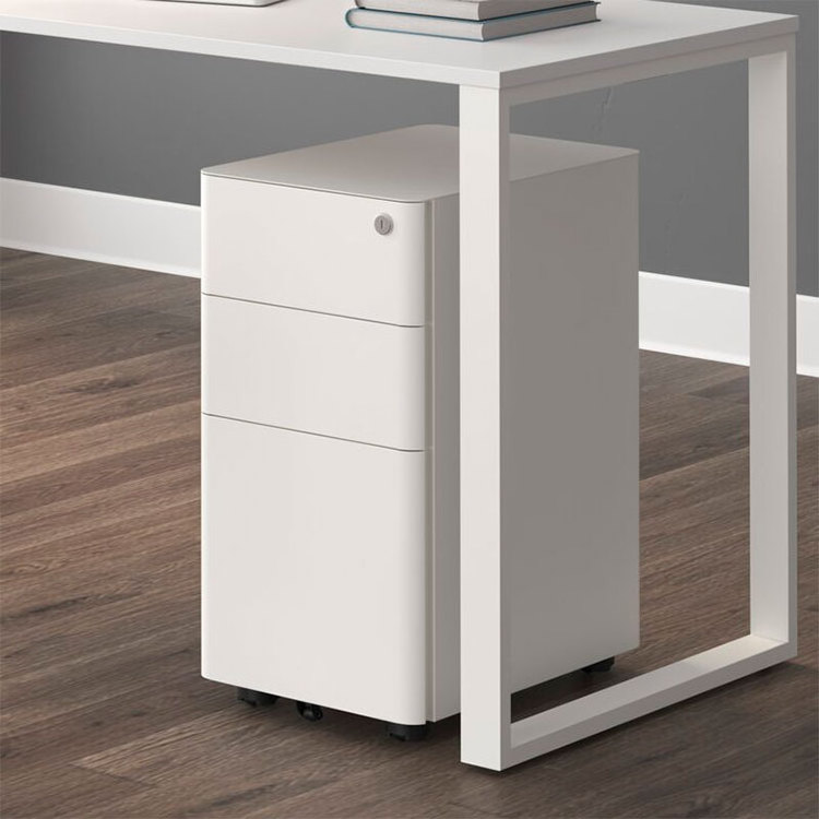 under desk slim white black locking small luxury modern home storage furniture 3 drawer mobile steel office metal file cabinet