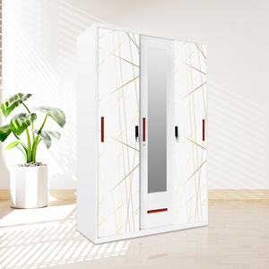 Armoire for Bedroom Wholesale Manufacturer Cabinet Wardrobe Metal Steel Home Furniture Key Lock Modern Wardrobe Designs OEM ODM