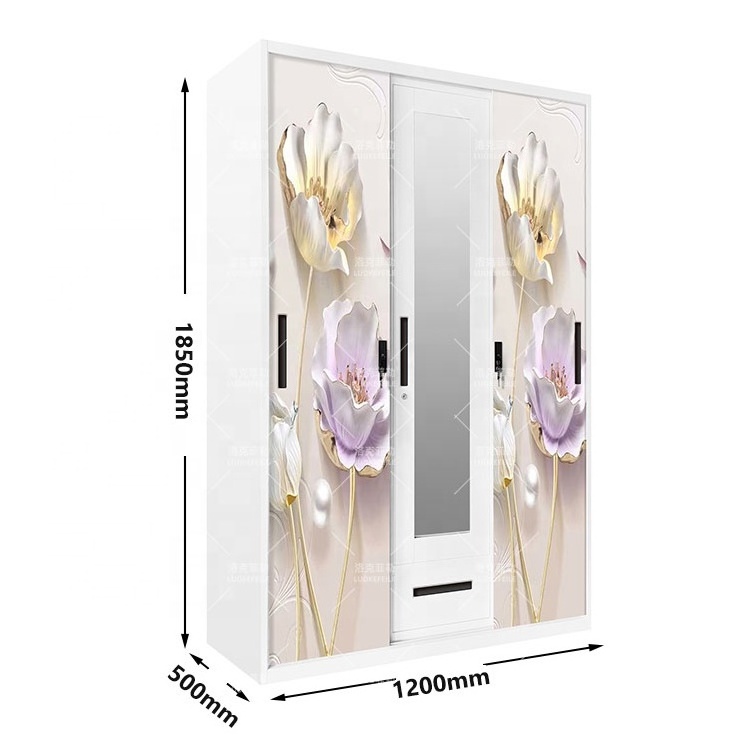 Armoire for Bedroom Wholesale Manufacturer Cabinet Wardrobe Metal Steel Home Furniture Key Lock Modern Wardrobe Designs OEM ODM