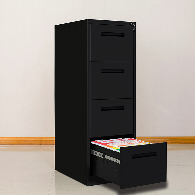 Office Steel Tall Filing Cabinet With Drawer And Lock Metal Black Color 4 Drawer File Cabinet Organizer