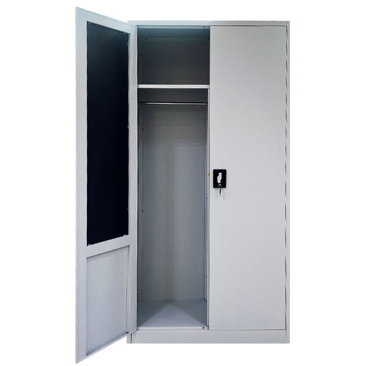 modern simple design bedroom furnituure cabinet closet mirror steel locker 2 swing door modern metal baby wardrobe