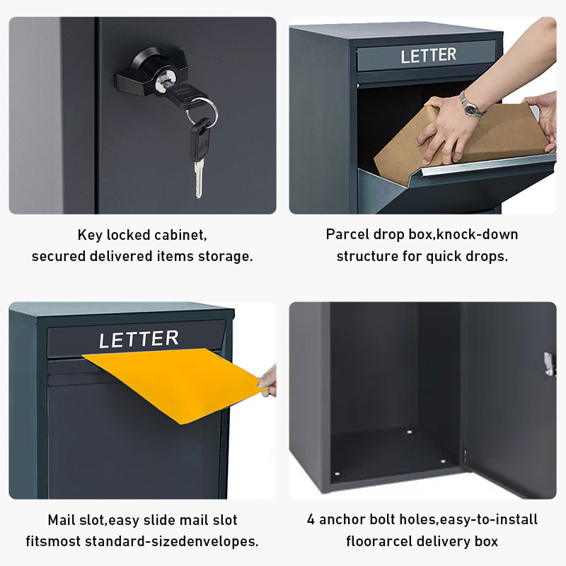 steel home waterproof courier wall mounted anti-theft large metal post mail letter cabinet delivery drop parcel box outdoor