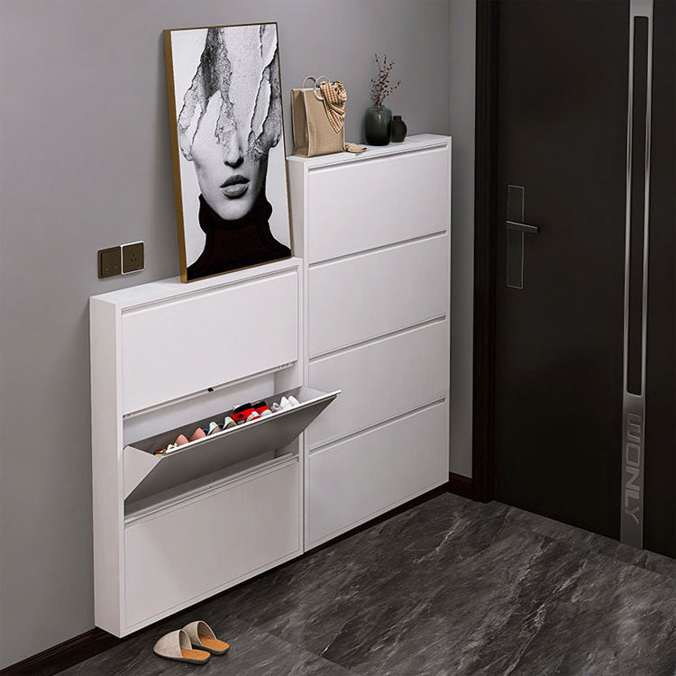 home entrance modern design thin slim luxury furniture entryway steel metal cabinet shoe cabinet storage for living room hotel