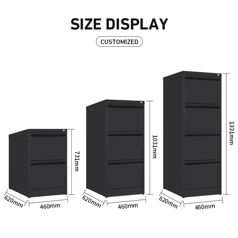 3 Drawer Cabinet Office Lockable Lateral Vertical Filing Drawers Storage Cheap With Safety Bar Lock Stainless Steel file cabinet