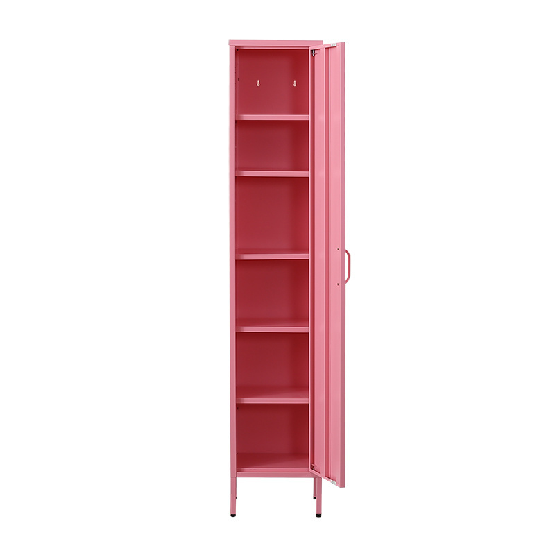 Wholesale metal standing foot living room cabinet steel display cabinet with adjustable shelves swing door steel home furnitures