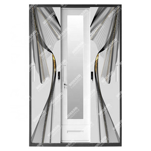 sliding door modern steel clothes bedroom simple design cabinet mirror metal wardrobe closet