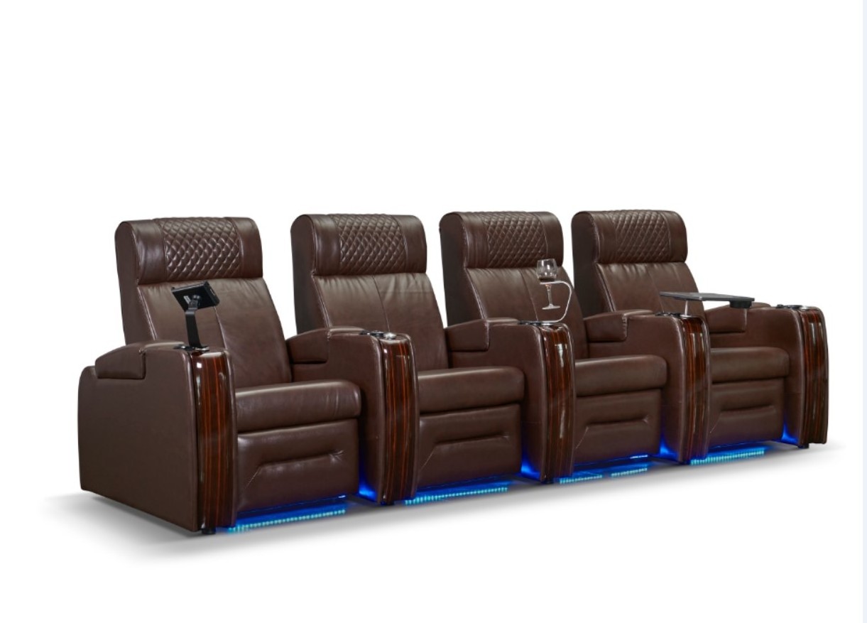 Sofa Real Top  Leather VIP Movie Cinema Theater System Seats Recliner Chair With LED Lights And USB