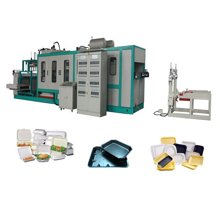 HEXING Automatic Plastic Cutting Thermoforming Machine Disposable Polystyrene Foam Plate Food Container Making Machine