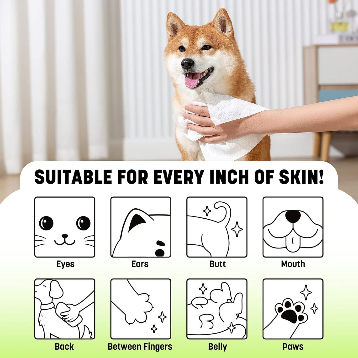 Lookon Non toxic organic biodegradable ear eye tearstain finger pet cleaning wipes wet wipes for pets