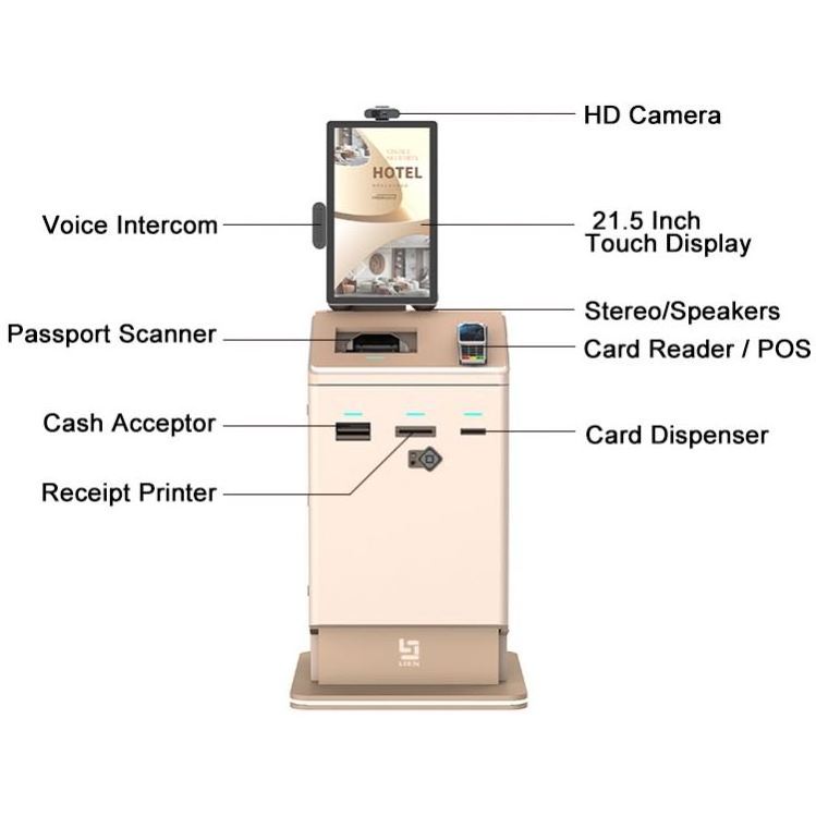 LIEN Self Service Cash Payment Kiosk Hotel Check In Card Dispenser Kiosk Currency Exchange Machine Atm Machine