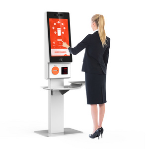 LIEN 23.8 Inch Automatic Payment Kiosk Check In Scanner airport customer service kiosk cash card payment kiosk