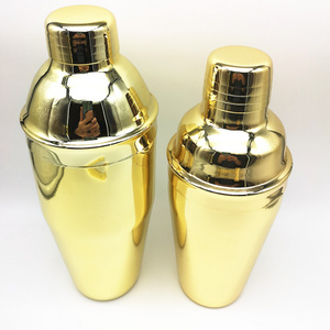 OEM High Quality Custom Gold Colour 550ml & 750ml Stainless Steel Cocktail Shakers Unique Bartender Golden Shaker