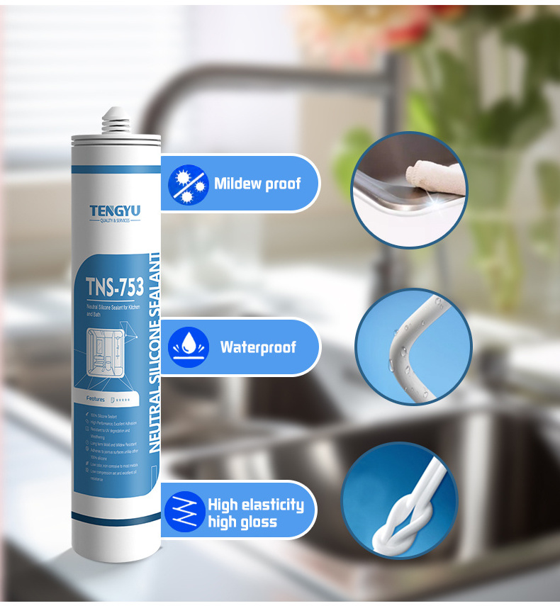 White label kitchen and bathroom water proof silicone sealant 100% silicon caulk tube