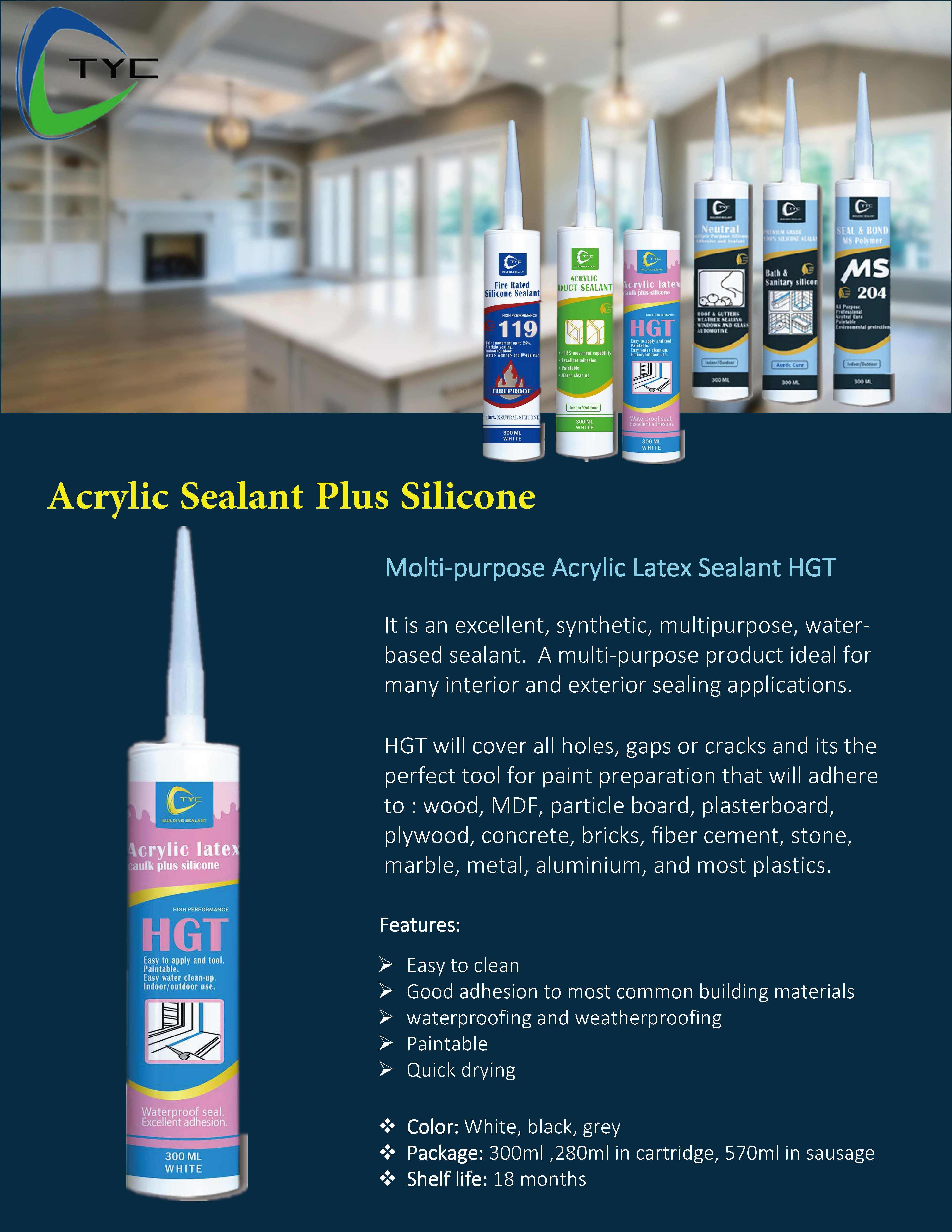 All Purpose White Caulk Plus Silicone Acrylic Sealant  With Silicone