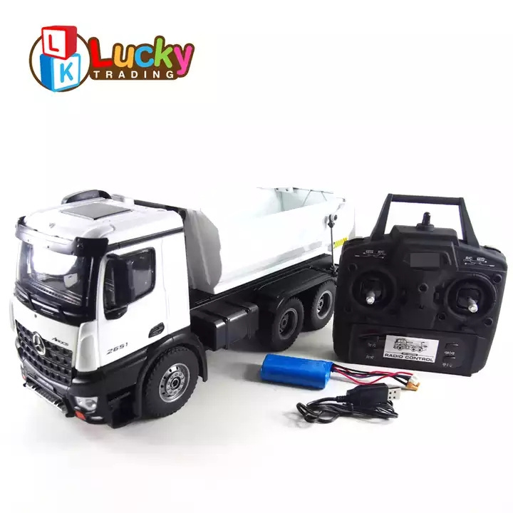 Hot sale alloy remote toy radio controlled rc trucks dump with 6 wheels huina rc truck