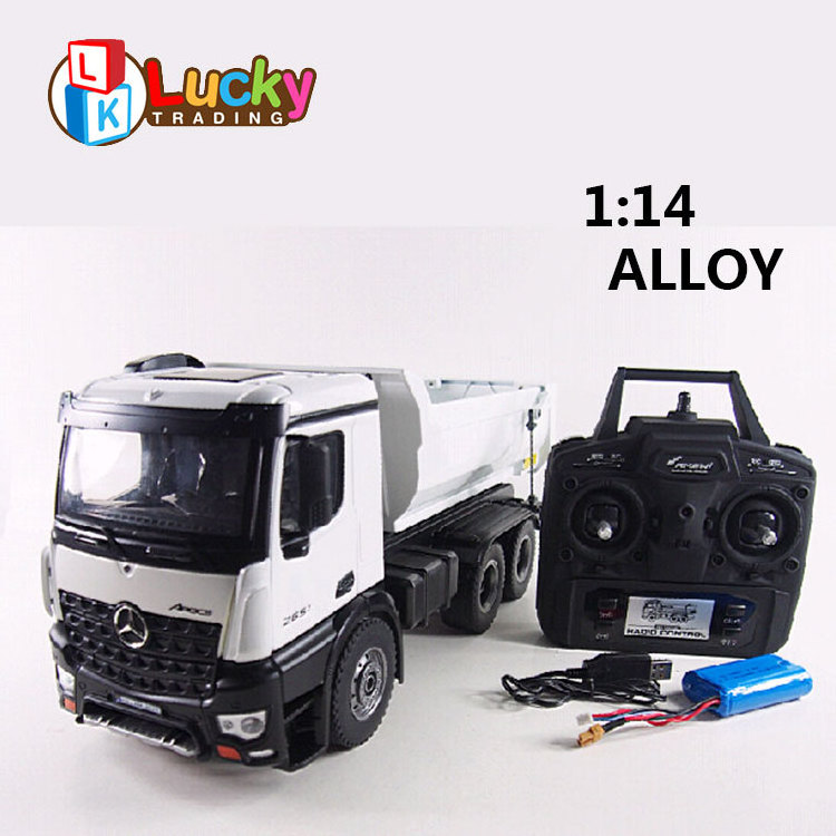 Hot sale alloy remote toy radio controlled rc trucks dump with 6 wheels huina rc truck